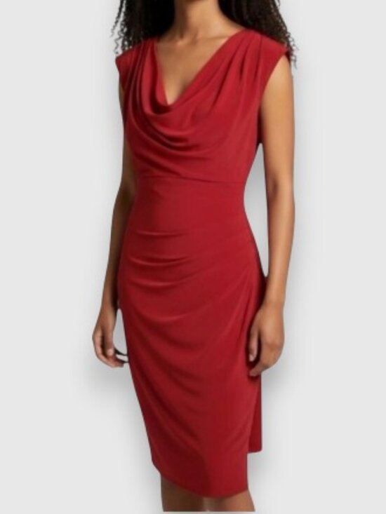 Lauren Ralph Lauren Dresses & Skirts - Lauren Ralph Lauren cowl neck sheath dress red women's size 10